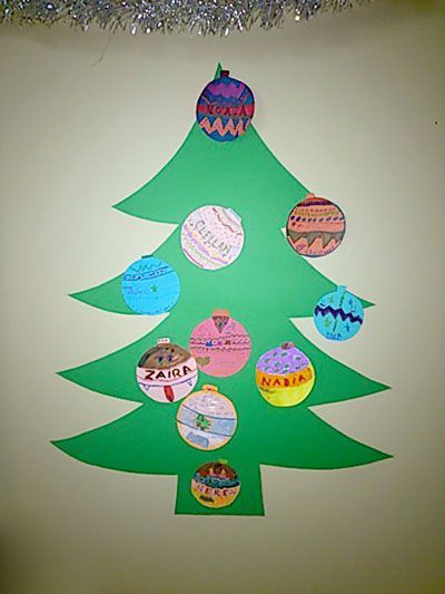 Manualidad de abeto navideño con papeles de colores